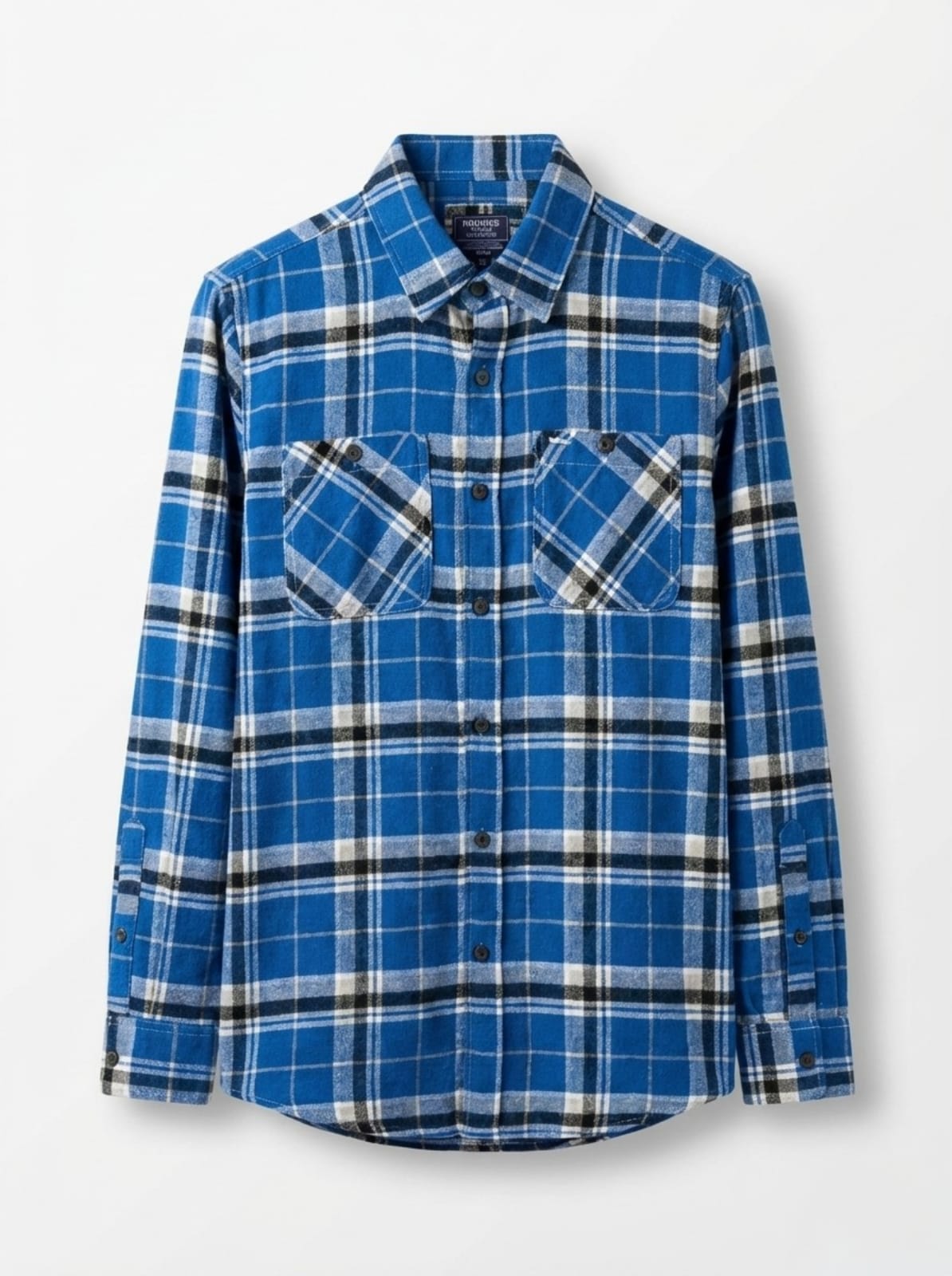 Blue plaid shirt on a white background