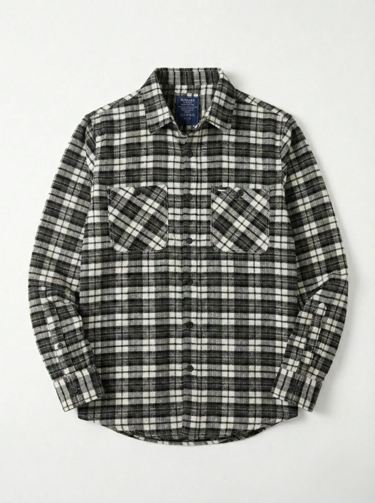 Plaid shirt with two front pockets on a white background