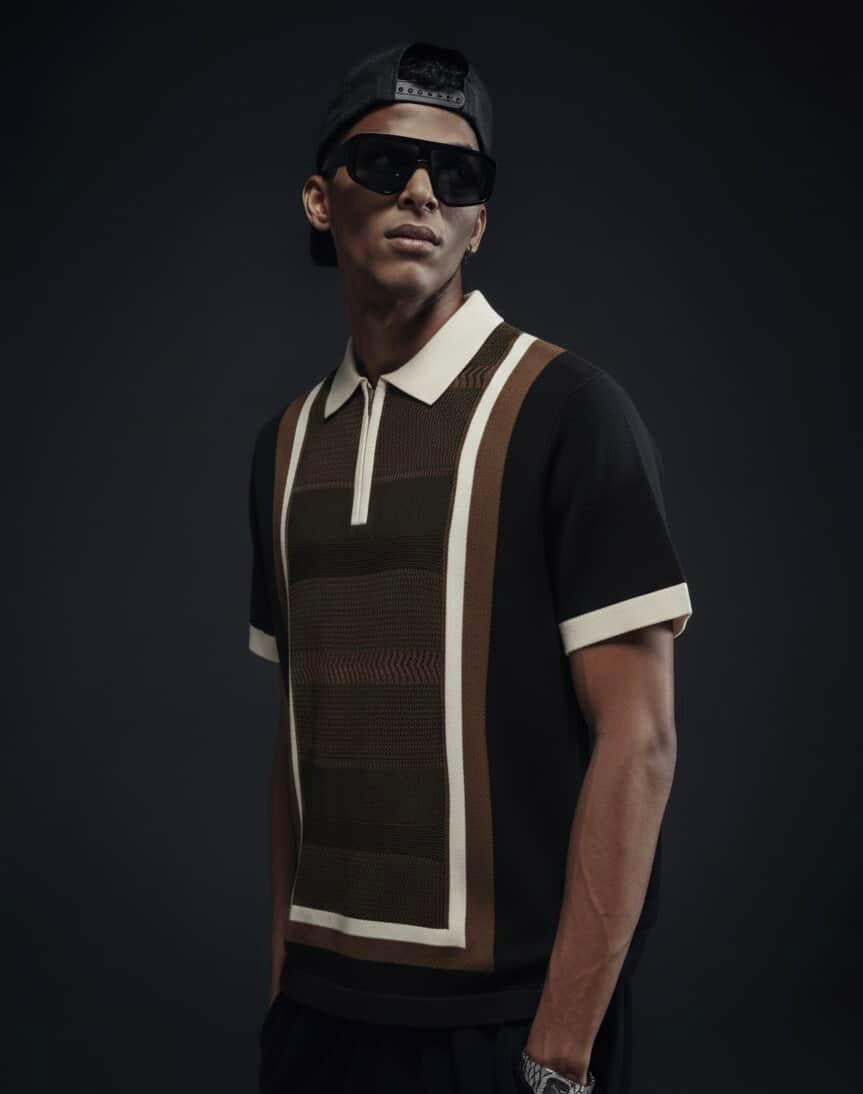 KNITTED HALF ZIP TSHIRT