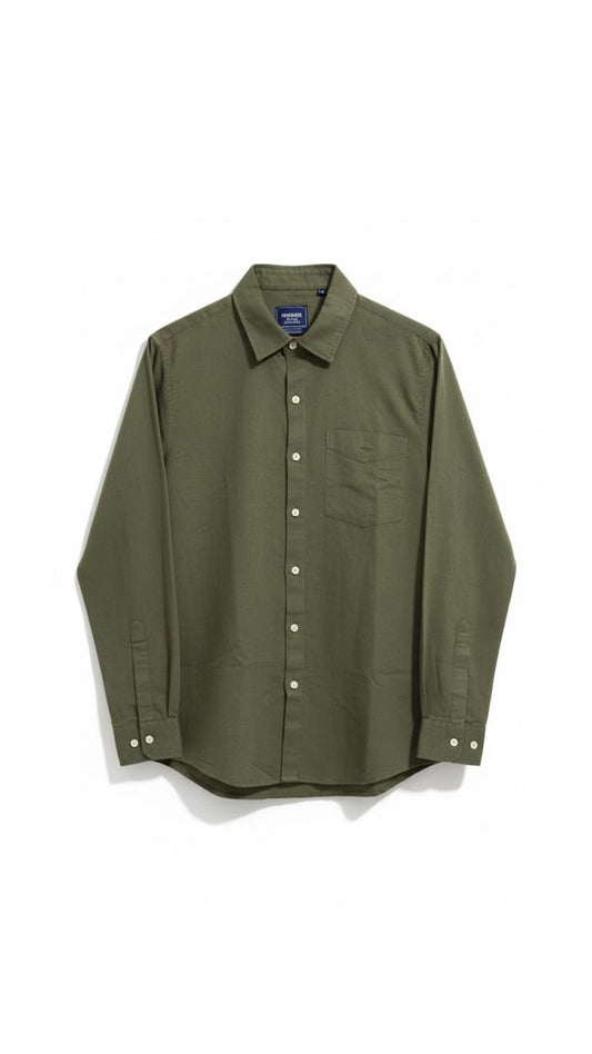LINEN  OLIVE GREEN SHIRT