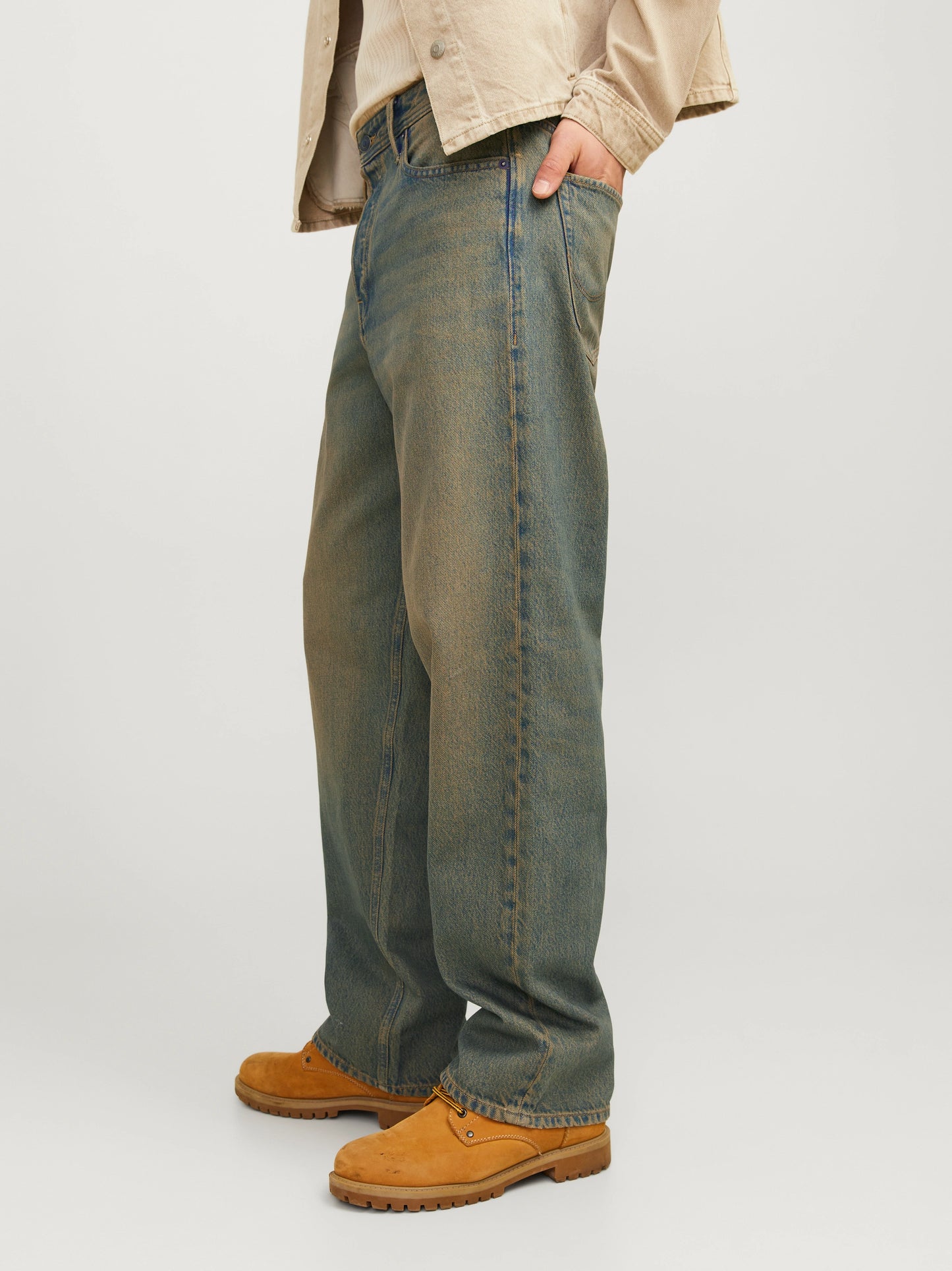 MUD GREEN WASH BAGGY FIT JEANS