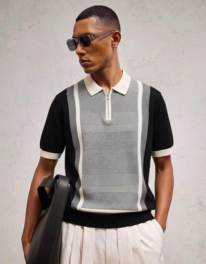KNITTED HALF ZIP TSHIRT