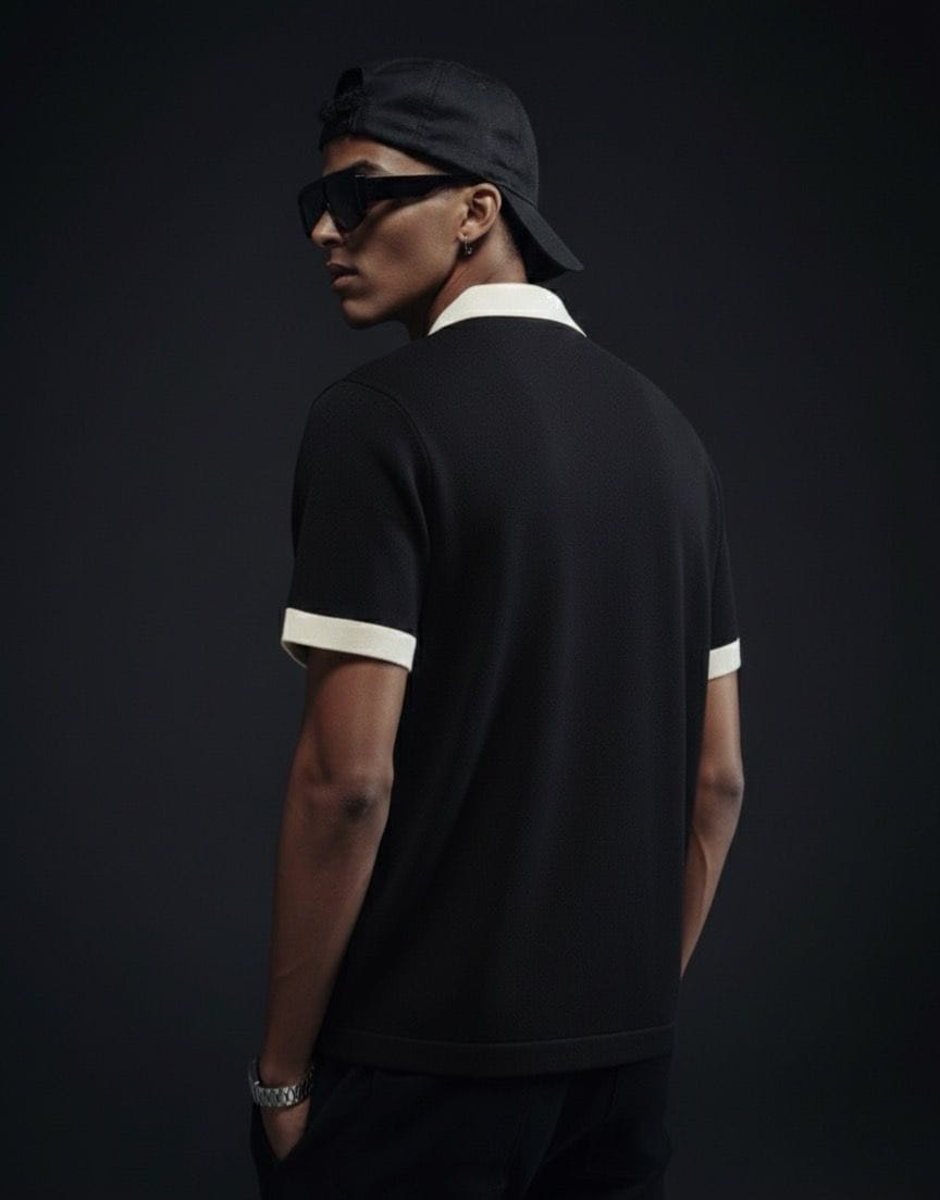 KNITTED HALF ZIP TSHIRT