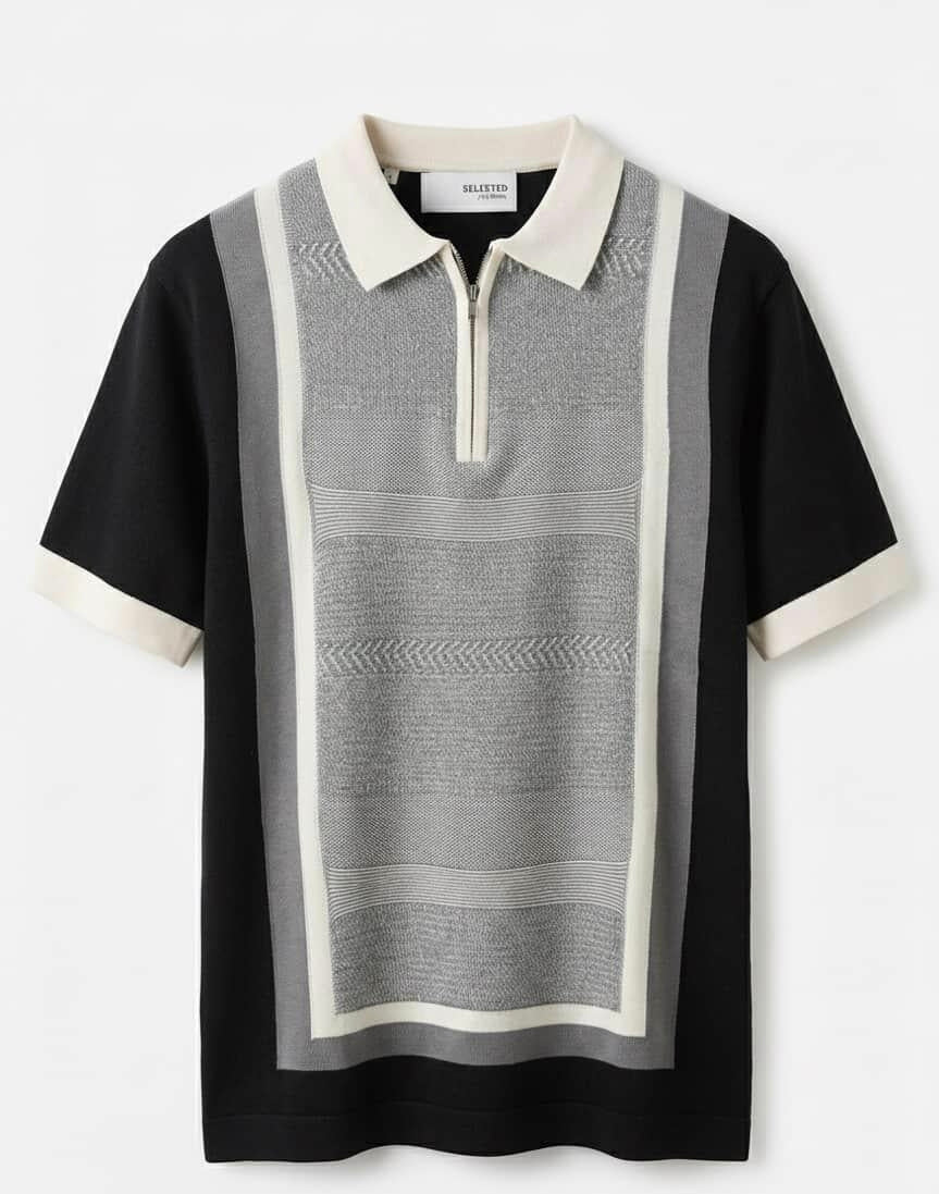 KNITTED HALF ZIP TSHIRT