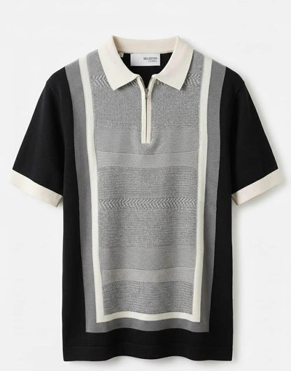 KNITTED HALF ZIP TSHIRT