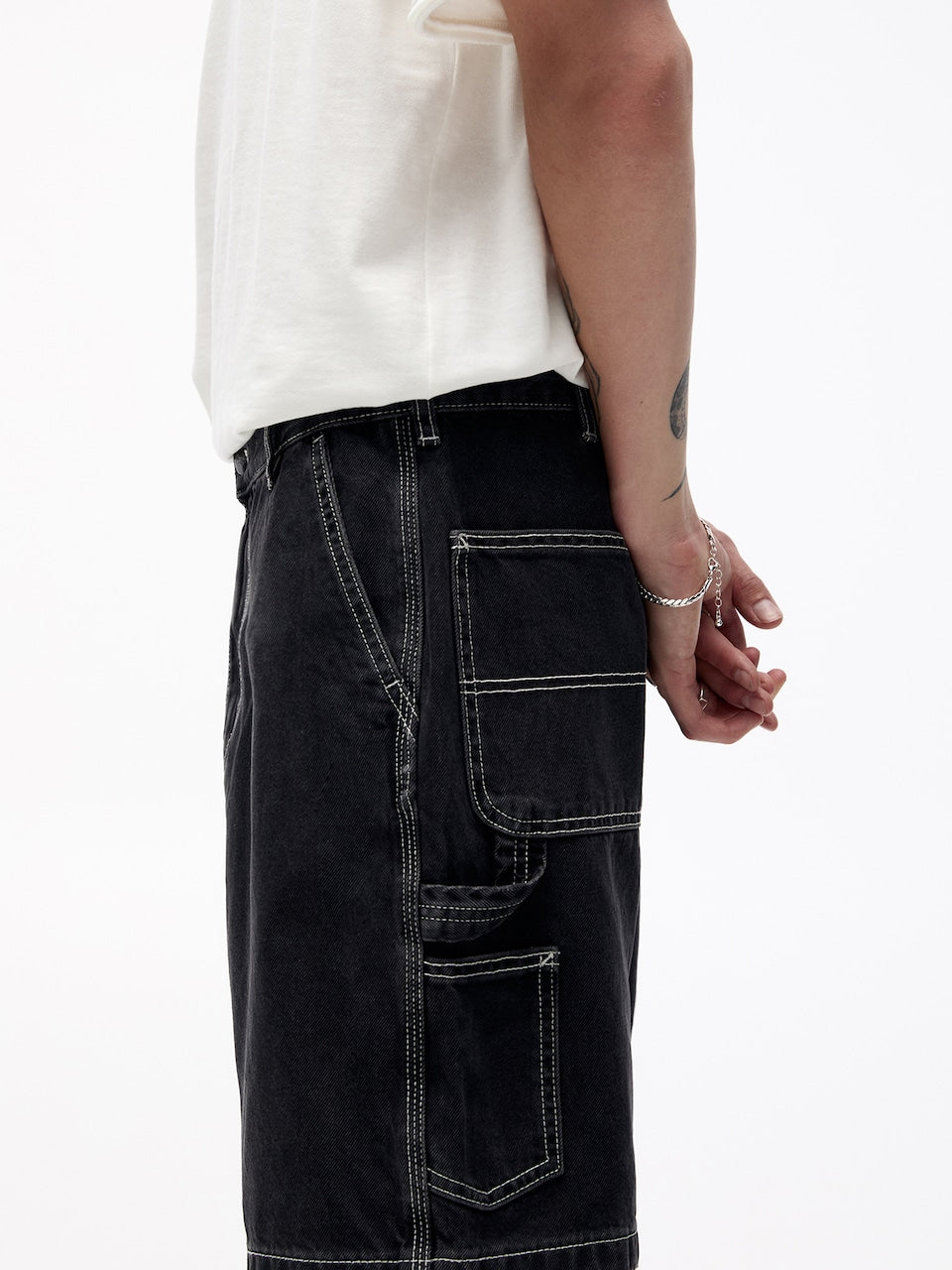 BLACK CARPENTER DENIM SHORT