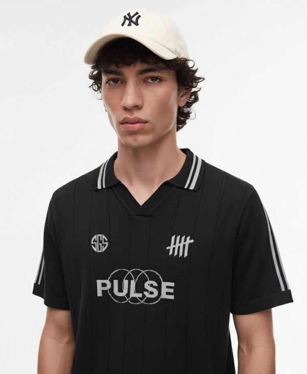 KNITTED COLLAR T-SHIRT