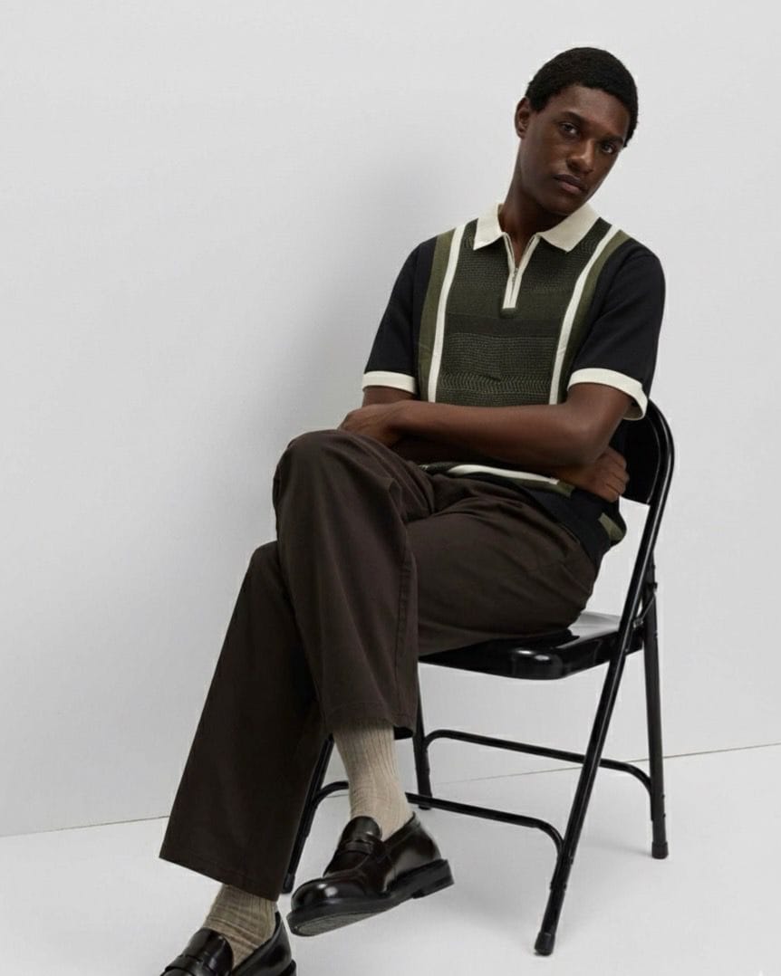 KNITTED HALF ZIP TSHIRT